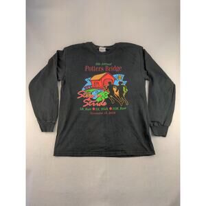 Mens Port & Company Vintage Y2K 2004 Sweatshirt Size M Black Crew Neck Walk Run